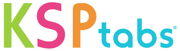 Colorful logo with 'KSP tabs' text on a white background